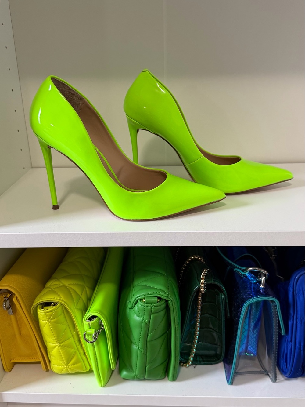 Steve Madden Neon Lime Patent Pointed-Toe Pumps - Never Worn outside - Size 8.5